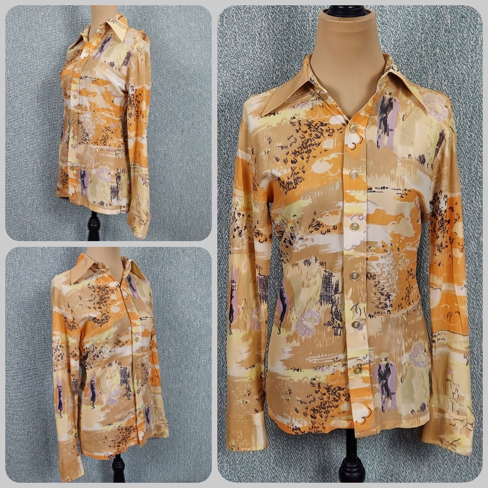 Vintage Wrangler Women's Artistic Western Button-Down Shirt, Made in USA